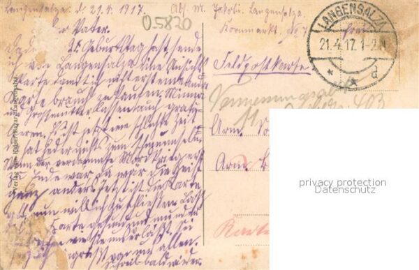 Langensalza Bad Marktstrasse mit Rathaus Feldpostkarte – Bild 2