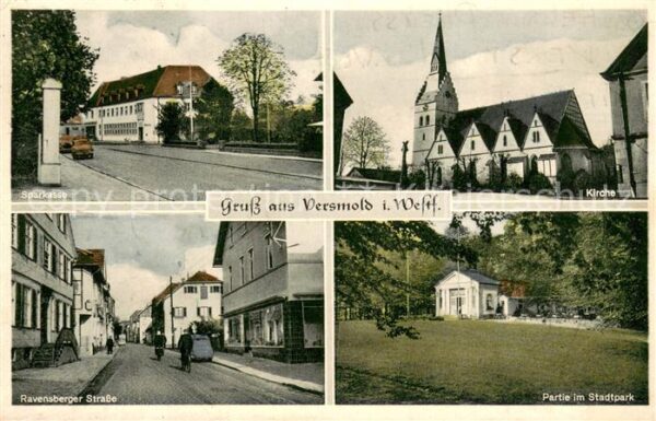 Versmold Sparkasse Kirche Ravensberger Strasse Partie im Stadtpark
