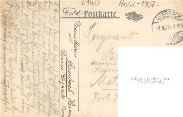Auerbach Bergstrasse Hotel zur Krone Feldpostkarte – Bild 2