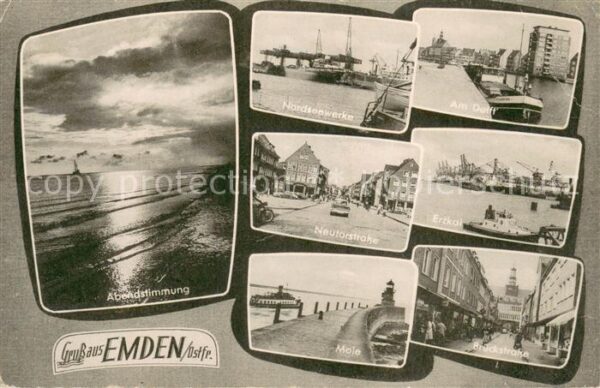 Emden  Ostfriesland Nordseewerke Erzkal Mole Brueckstrasse Abendstimmung