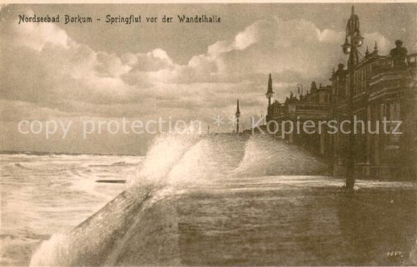 Borkum Springflut vor der Wandelhalle
