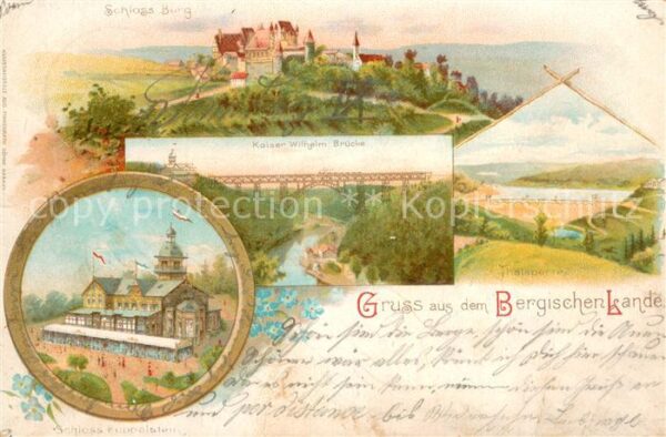 Schloss Kueppelstein Remscheid Kaiser-Wilhelm-Bruecke und Schloss-Burg