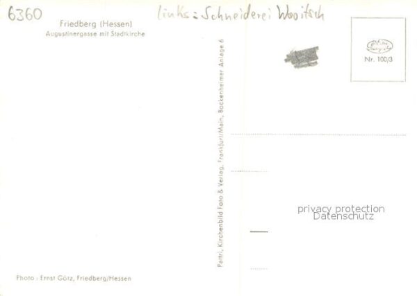 Friedberg Hessen Augustinergasse mit Stadtkirche Schneiderei – Bild 2