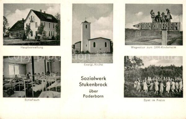 Stukenbrock Hauptverwaltung Ev Kirche Wegweiser zum DRK Kinderheim Schlafraum Sp