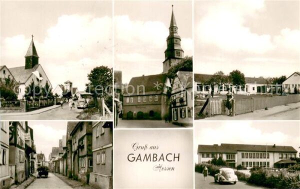 Gambach Hessen Kirchen Schule Strassenpartie