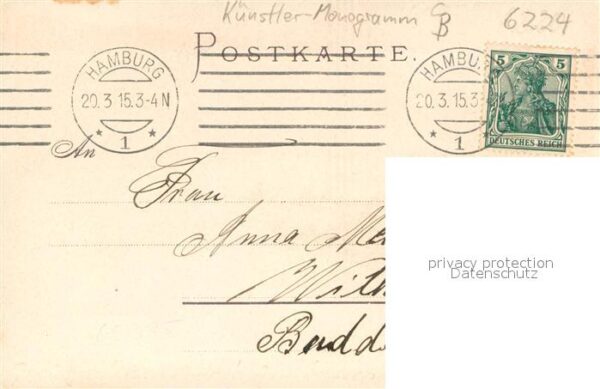 Assmannshausen Rhein Panorama Kuenstlerkarte – Bild 2