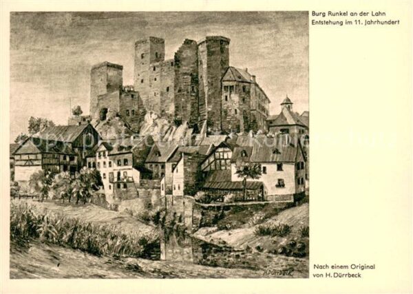 Runkel Lahn Burg Runkel Zeichnung