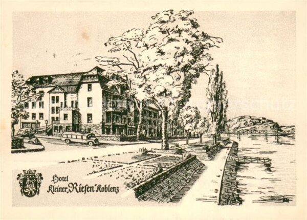 Koblenz Rhein Hotel Riesen Fuerstenhof Zeichnung