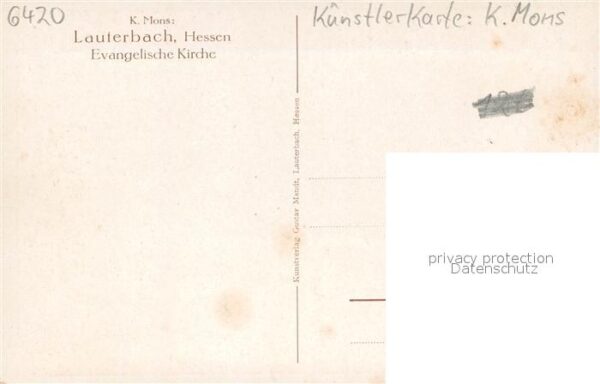 Lauterbach Hessen Evgl. Kirche Kuenstlerkarte K. Mons – Bild 2