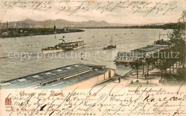 Bonn Rhein Fluss-Badeanstalten vom Alten Zoll