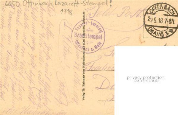 Offenbach Main Stadtkrankenhaus Lazarett-Stempel Feldpost – Bild 2
