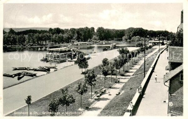 Ginsheim-Gustavsburg Gruenanlage und Motorboot-Landeplatz