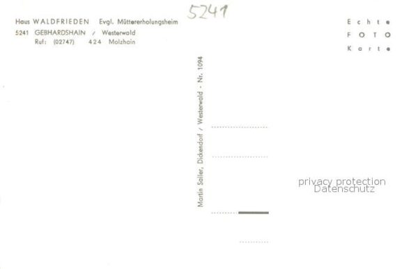 Gebhardshain Haus Waldfrieden Evgl. Muettererholungsheim – Bild 2