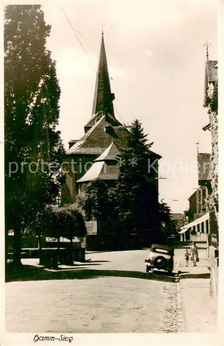 Hamm Sieg Gasthof Hermes Metzgerei mit Kirche