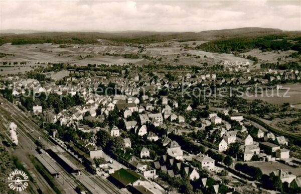 Nidda Fliegeraufnahme Bahnhof m. Dampfloks