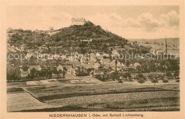 Niedernhausen Odenwald Gesamtansicht m. Schloss Lichtenberg