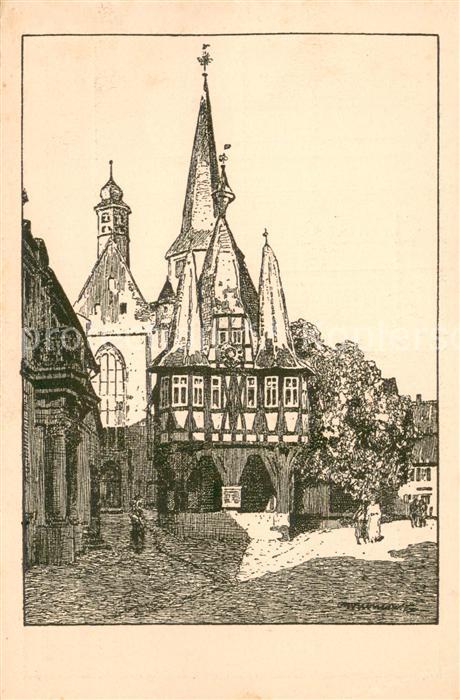 Michelstadt Rathaus Kuenstlerkarte D. Ubbelohde