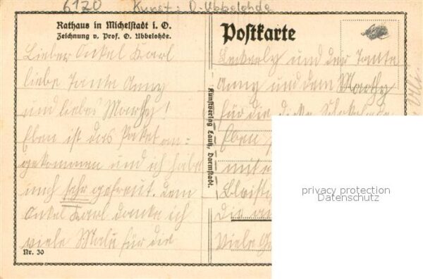 Michelstadt Rathaus Kuenstlerkarte D. Ubbelohde – Bild 2