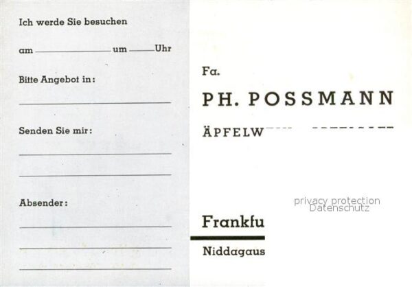 Roedelheim Frankfurt Ph. Possmann aepfelwein-Apfelsaft Bestellungsschein – Bild 2