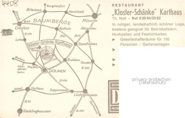 Karthaus Duelmen Kloster-Schaenke Reklamekarte – Bild 2