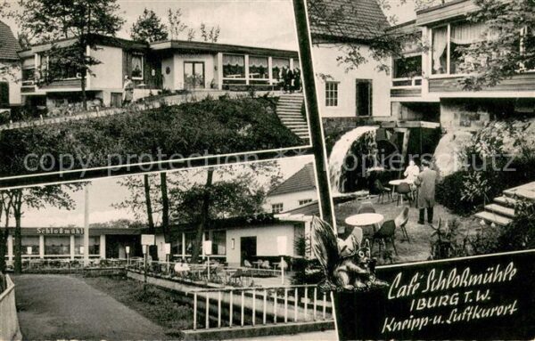 Iburg Teutoburger Wald Cafe Schlossmuehle Aussenansicht mit Terrasse