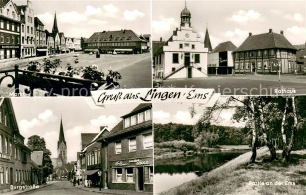 Lingen Ems Markt Rathaus Partie an der Ems Burgstrasse