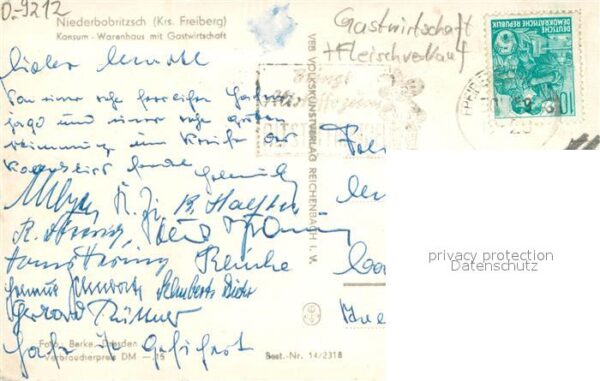 Freiberg Sachsen Konsum-Warenhaus m. Gastwirtschaft u. Fleischverkauf Niederbobr – Bild 2