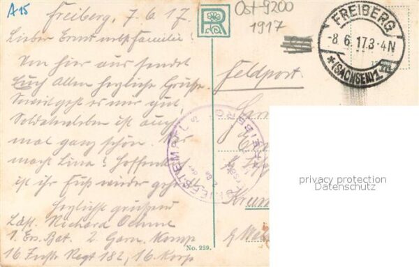 Freiberg Sachsen Parkanlage Feldpost – Bild 2