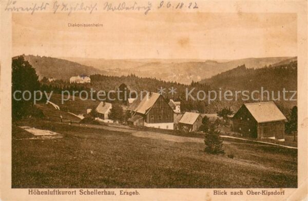 Schellerhau Blick nach Ober-Kipsdorf und Diakonissenheim