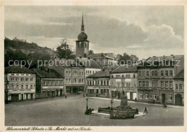 Sebnitz Markt mit evgl. Kirche