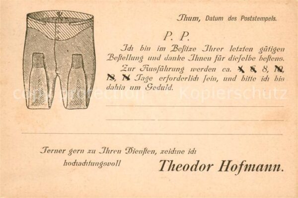 Thum Erzgebirge Theodor Hoffmann Kleidungswaren Bestellungsbestaetigung