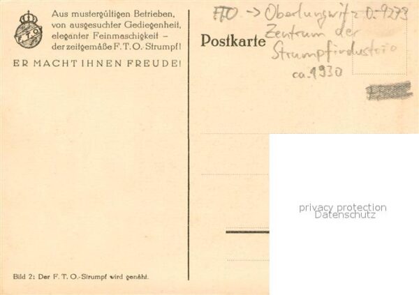 Oberlungwitz Zentrum der Strumpfindustrie Werbekarte – Bild 2