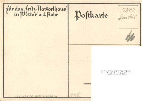 Wetter Ruhr Teilansicht Ehrungskarte Fritz Harforthaus – Bild 2