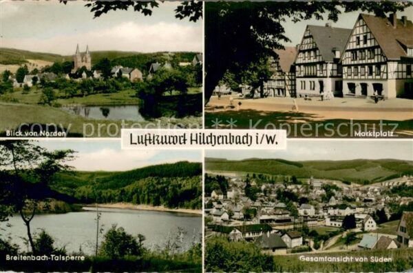 Hilchenbach Marktplatz Gesamtansicht von Sueden Breitenbach-Talsperre Blick von