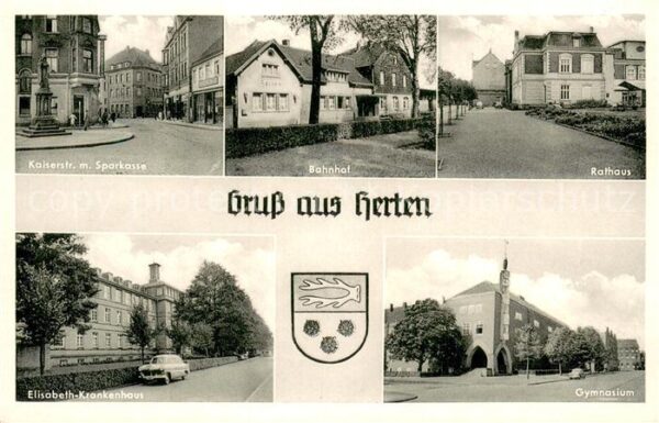 Herten Westfalen Kaiserstr. Bahnhof Elisabeth-Krankenhaus Gymnasium