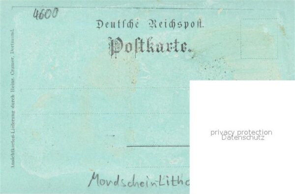Dortmund Kaiser-Wilhelm-Hain Haupteingang m. Denkmal Mondschein-Litho – Bild 2