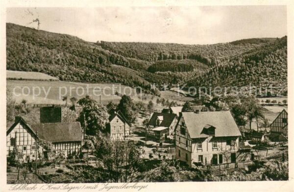 Sohlbach Siegen Teilansicht mit Jugendherberge Fachwerkhaeuser