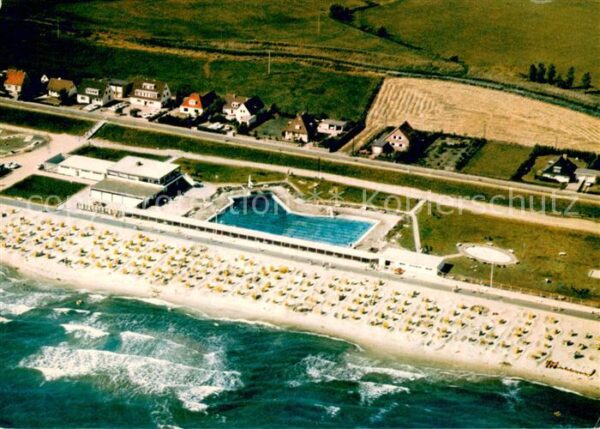 Dahme Ostseebad Holstein Fliegeraufnahme Strand mit Meerwasser-Schwimmbad