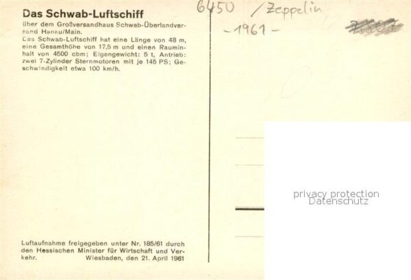 Hanau Main Schwab Luftschiff ueber dem Grossversandhaus Schwab ueberlandversand – Bild 2