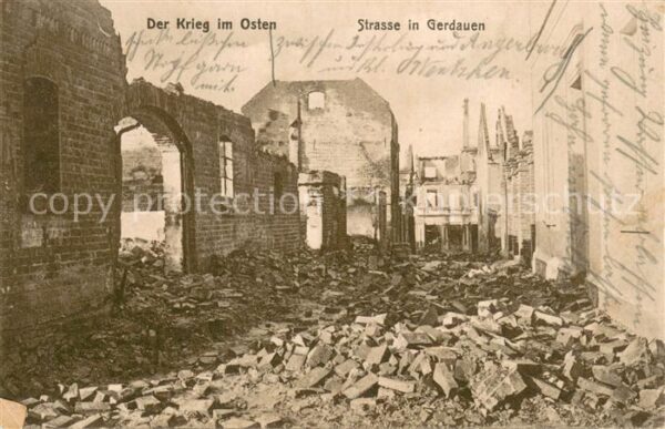 Gerdauen Schelesnodoroschny Oblast Kaliningrad Zerstoerung in WK1