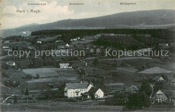 Hain  Podgorzyn Riesengebirge Panorama mit Schneekoppe Dreisteine Mittagstein