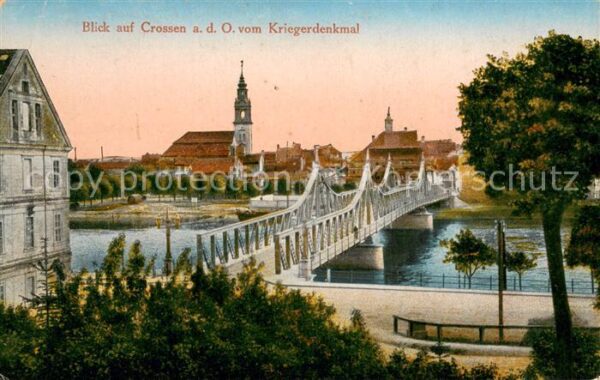 Crossen Oder Krosno Odrzanskie Blick vom Kriegerdenkmal
