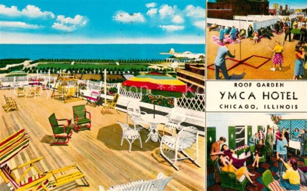 Chicago Illinois Cafeteria Terrasse Roof Garden YMCA Hotel