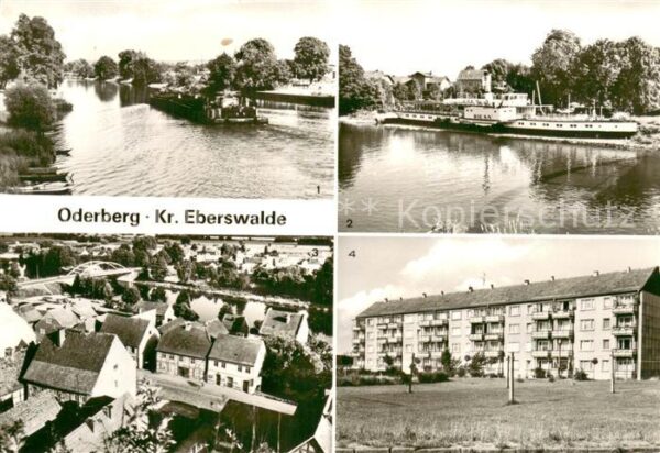 Oderberg Mark Oderpartie Schiffsmuseum Blick vom Albrechtsberg Neubauten am Plat