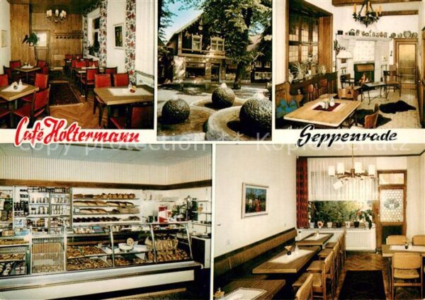 Seppenrade Cafe Holtermann Gastraeume Verkaufstheke Brunnen