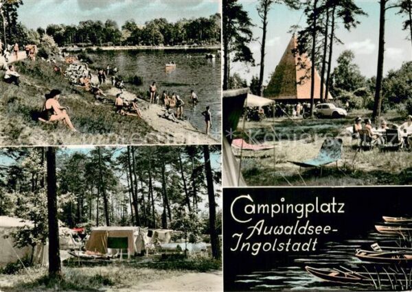 Ingolstadt Donau Campingplatz Auwaldsee Kirche Seepartie