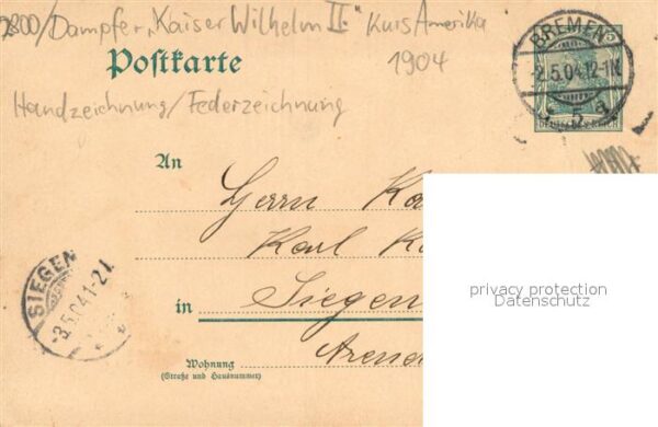 Federzeichnung Dampfer Kaiser Wilhelm II – Bild 2