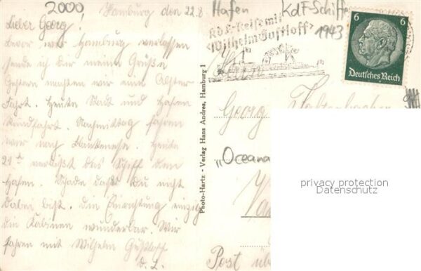 Dampfer Oceanliner Hamburg K.d.F.Schife im Hafen – Bild 2