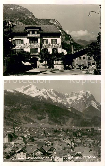 Garmisch-Partenkirchen Braeustueberl Panorama mit Zugspitzgruppe