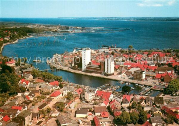 Eckernfoerde Hafen mit Bucht Fliegeraufnahme